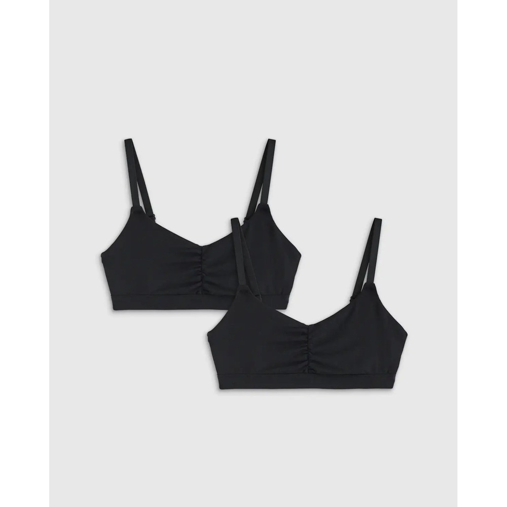 Quince Micromodal Ruched Bralette 2 Pack Black Size M Seamless Wireless NWOT